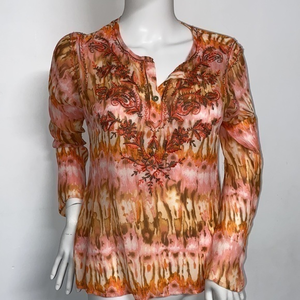 sundance abstract‎ embroidered boho blouse petite S